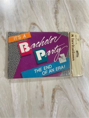 8 Hallmark Bachelor Party Invitations END OF AN ERA Splashy 1980s Vintage NOS